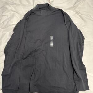 UNIQLO dark grey mock neck long sleeve tee (Size L).
